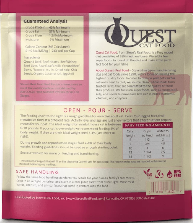 Steve's Real Food Quest Beef Nuggets Freeze-Dried Cat Food - Image 2