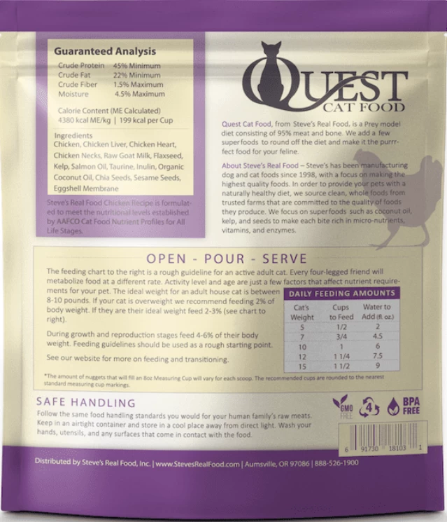 Steve's Real Food Quest Chicken Nuggets Freeze-Dried Cat Food - Image 2