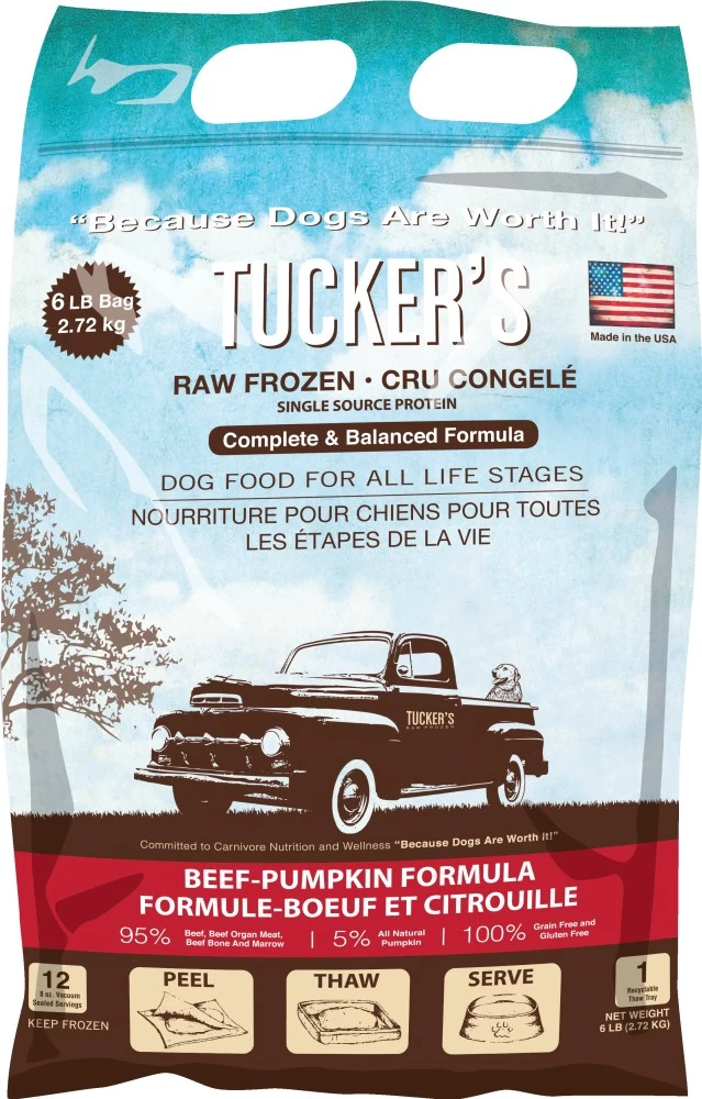 Tucker's Raw Frozen Complete & Balanced Beef & Pumpkin Food For Dogs