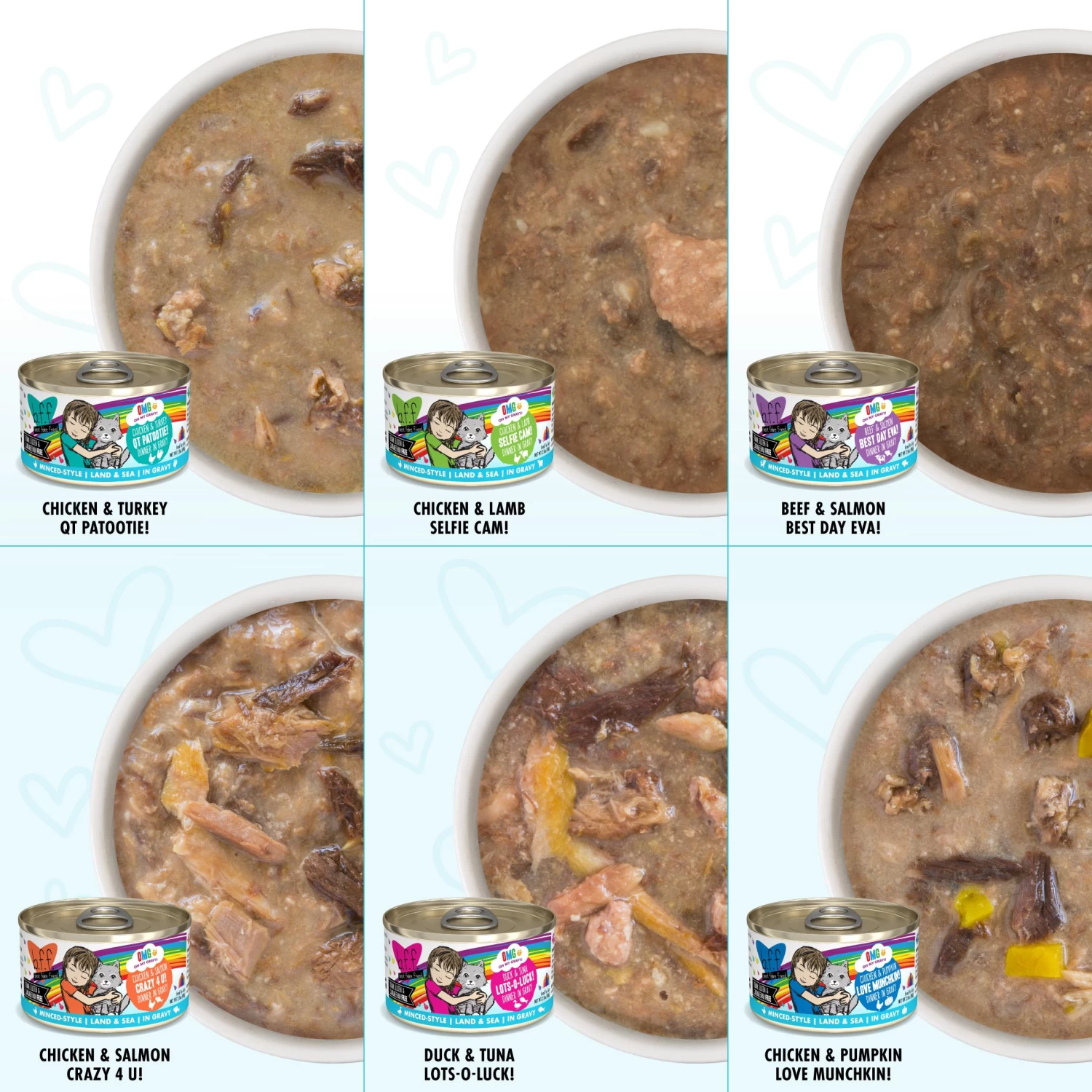 BFF Oh My Gravy! Rainbow Road Variety Pack Grain-Free Canned Cat Food, 2.8-oz, 12-pack (Size: 2.8-oz, 12-pack) - Image 2