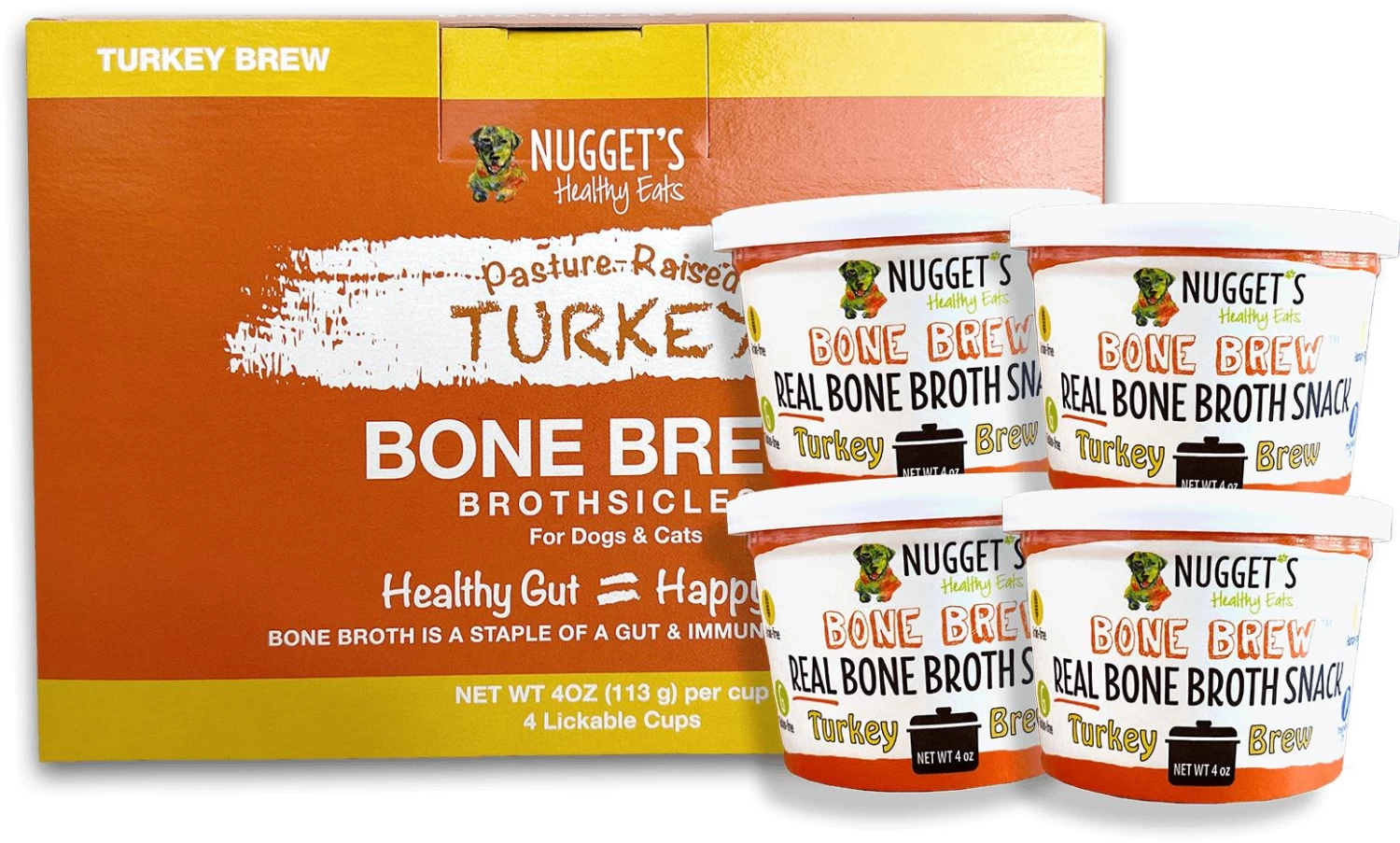 Nugget's Healthy Eats Turkey Bone Broth For Dogs & Cats, 4-oz, 4-pk (Size: 4-oz)