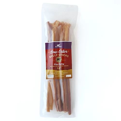 All The Best Odor Free Bully Sticks Dog Treat, 12-in, 8-oz Bag