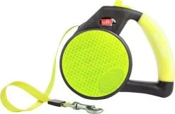 Wigzi Gel Handle Reflective Retractable Dog Leash, Yellow