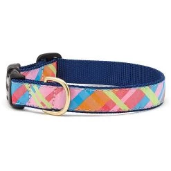 Up Country Dog Collar, Pink Madras
