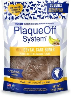 ProDen PlaqueOff System Mini Dental Care Bones Peanut Butter & Banana Dog Treats