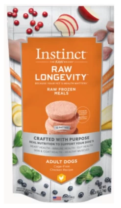 Instinct Raw Longevity Patties Cage-Free Chicken Frozen Dog Food