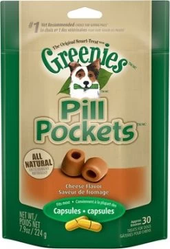 Greenies Pill Pockets Canine Capsules Cheese Flavor Dog Treats