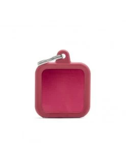 MyFamily Square Aluminum Rubber Pet ID Tag, Red