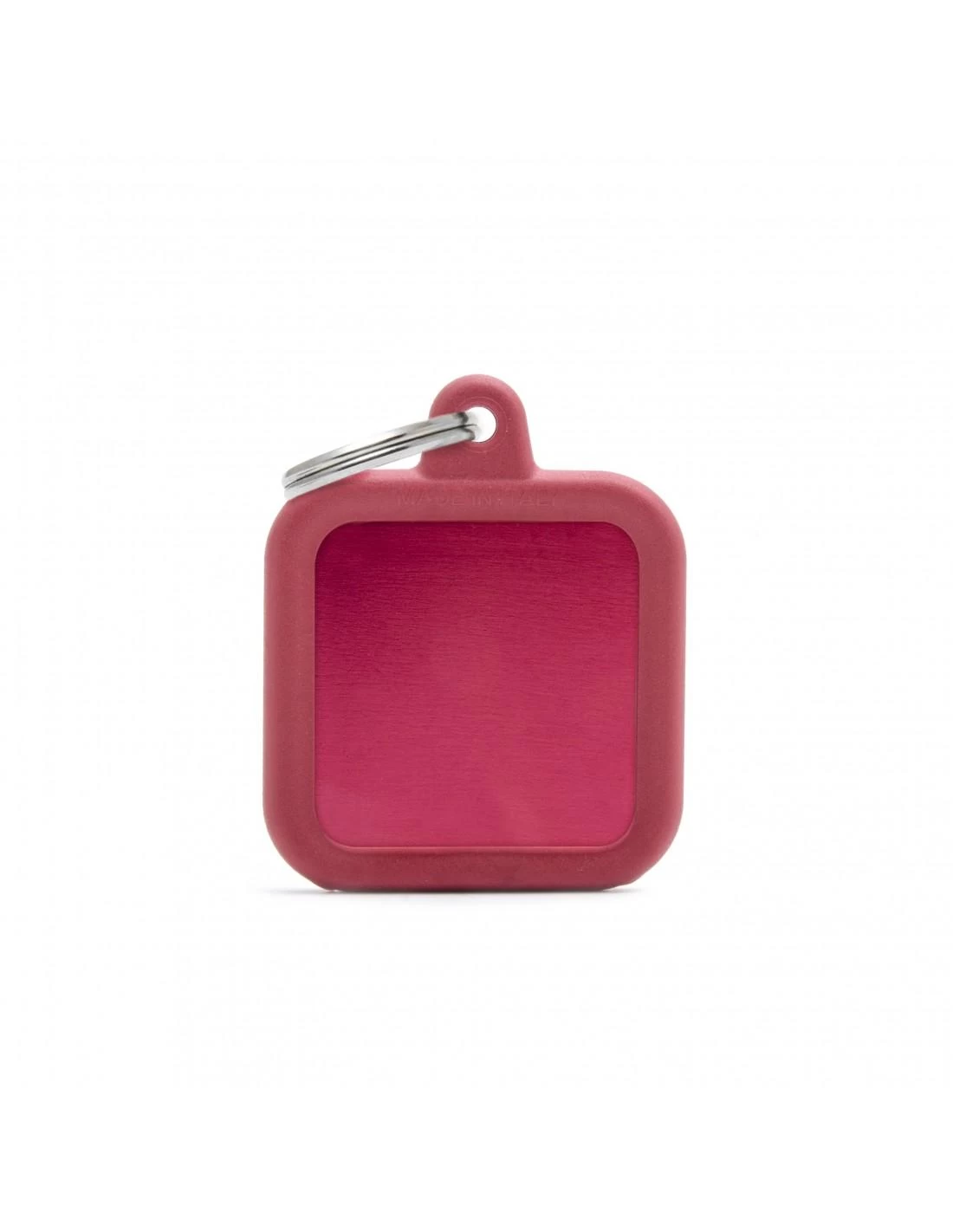 MyFamily Square Aluminum Rubber Pet ID Tag, Red