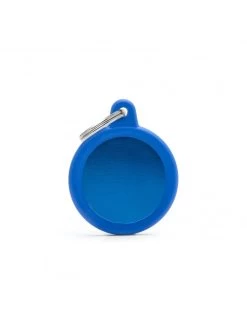 MyFamily Circle Aluminum Rubber Pet ID Tag, Blue