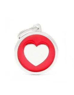 MyFamily Circle Heart Pet ID Tag, Red