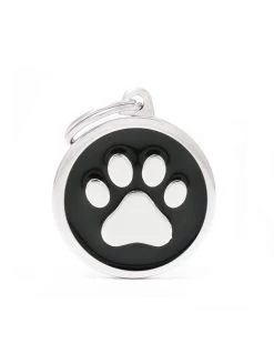 MyFamily Circle Paw Pet ID Tag, Black