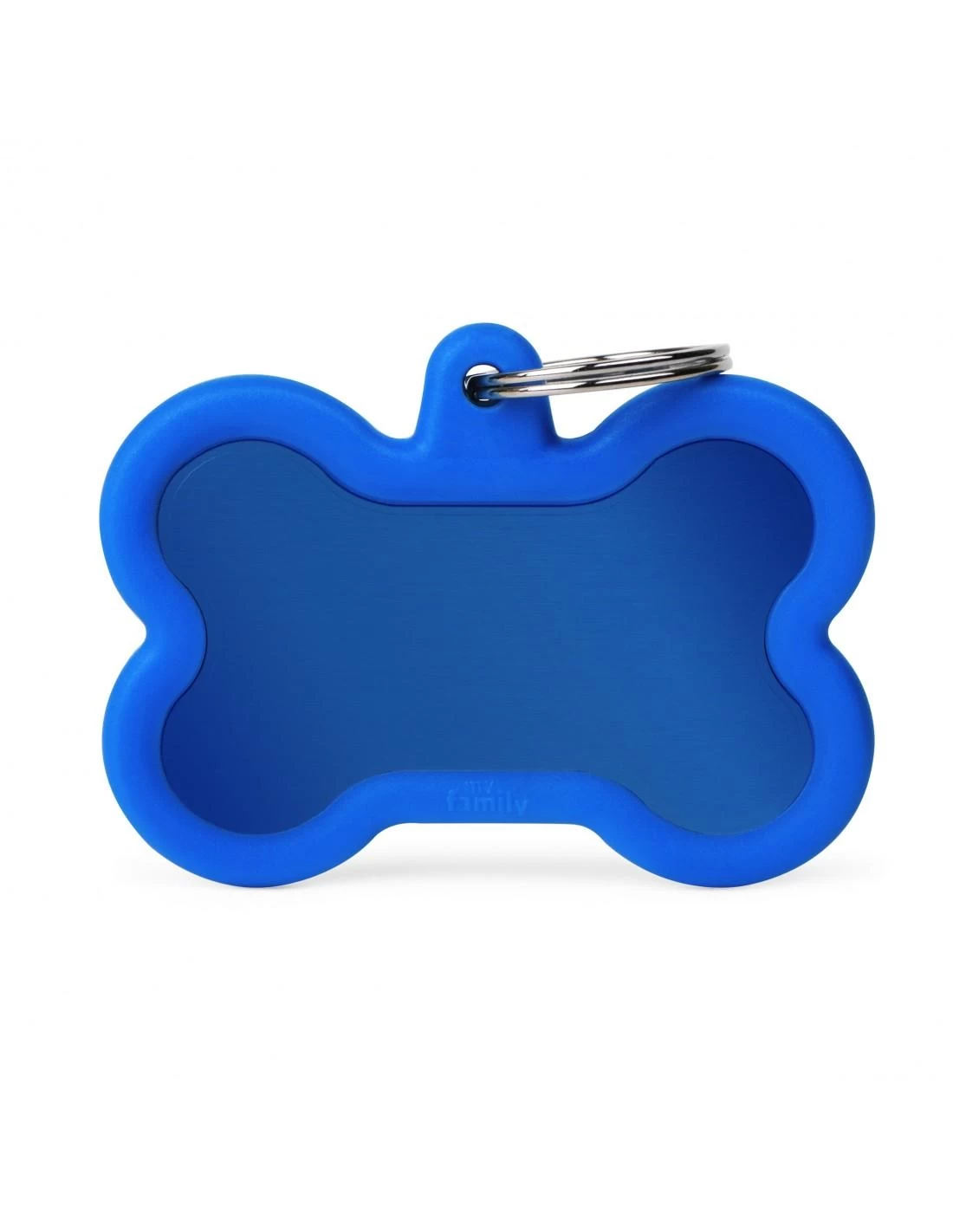 MyFamily Bone Aluminum Rubber Pet ID Tag, Blue