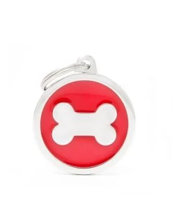 MyFamily Circle Bone Pet ID Tag, Red
