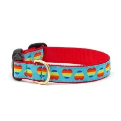 Up Country Dog Collar, Rainbow Hearts