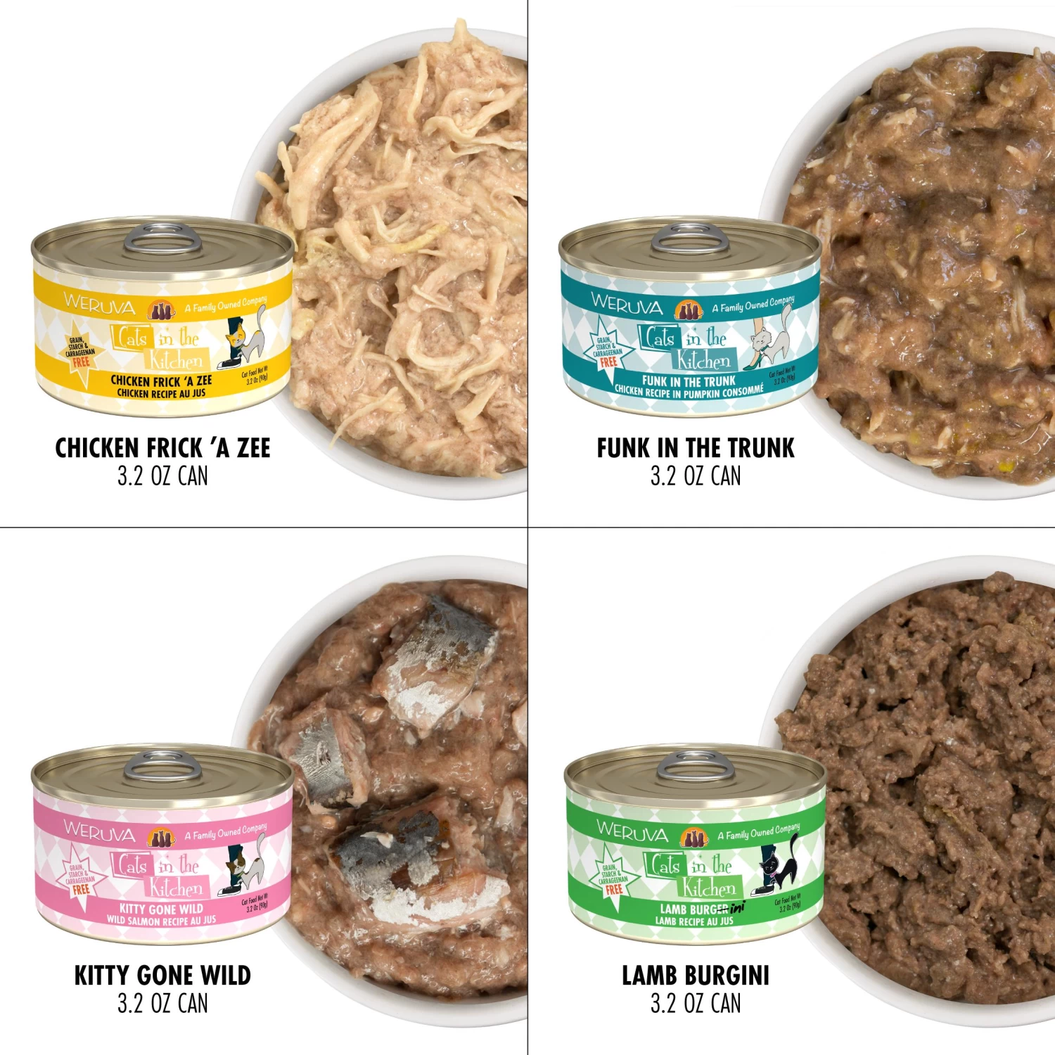 Weruva Cats In The Kitchen Kitchen Cuties Variety Pack Grain-Free Canned Cat Food, 3.2-oz, 12-pack (Size: 3.2-oz, 12-pack) - Image 2