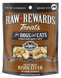 Northwest Naturals Raw Rewards Bison Liver Freeze Dried Dog & Cats Treats, 3-oz (Size: 3z)