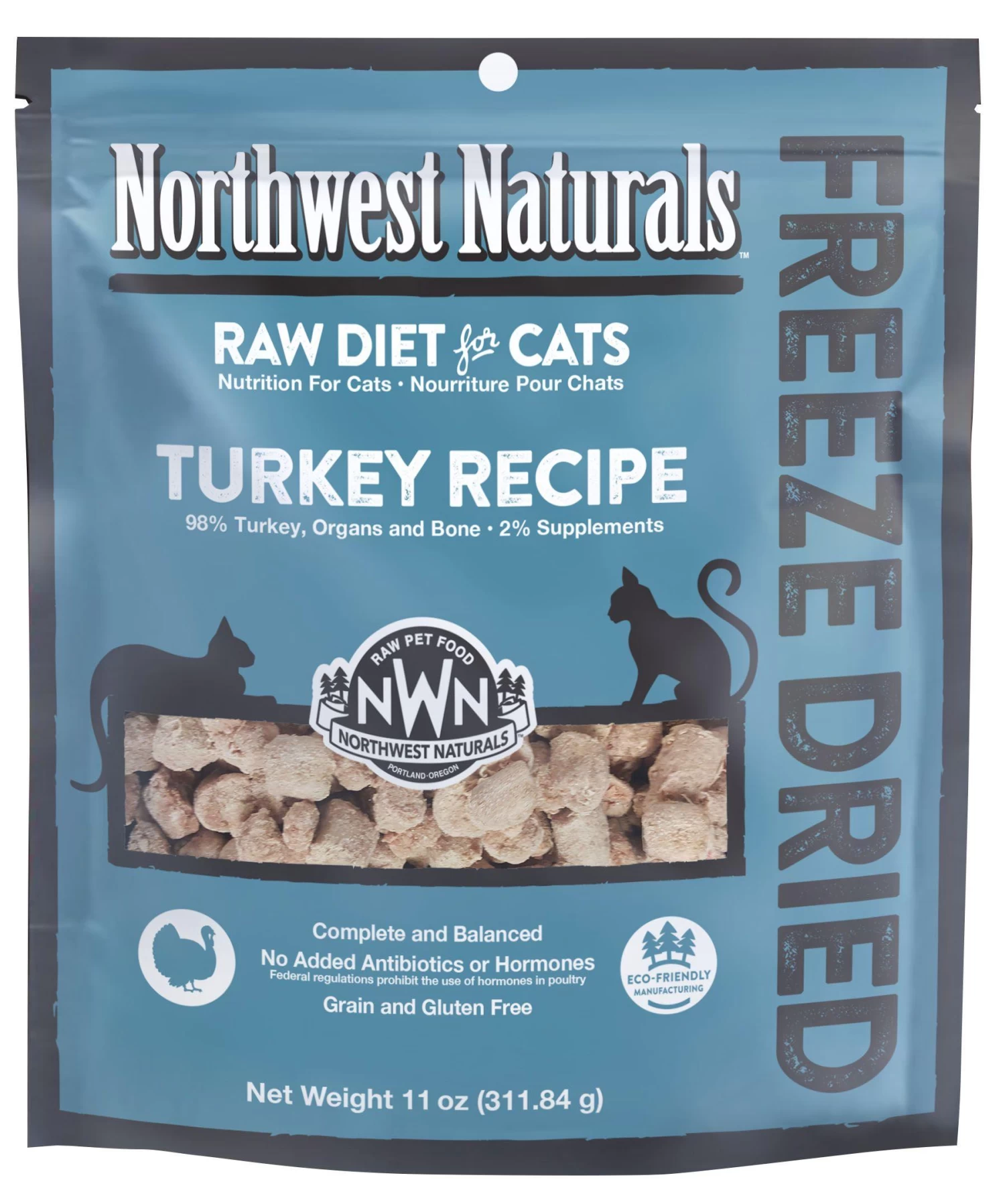 Northwest Naturals Raw Diet Grain-Free Turkey Nibbles Freeze Dried Cat Food, 11-oz (Size: 11z)
