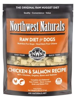 Northwest Naturals Raw Diet Grain-Free Chicken & Salmon Nuggets Raw Frozen Dog Food, 6-lb (Size: 6lbs)