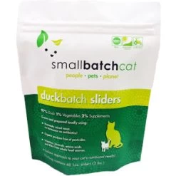 Small Batch Cat Duck Batch Sliders Raw Frozen Cat Food, 3-lb (Size: 3lbs)