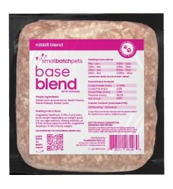 Small Batch Base Blend Rabbit Raw Frozen Dog & Cat Food, 2-lb (Size: 2-lb)