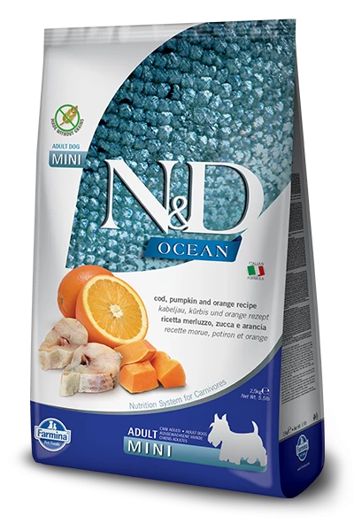 Farmina N&D Ocean Cod, Pumpkin & Orange Mini Adult Dry Dog Food