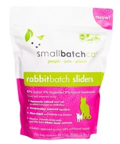 Small Batch Cat Rabbit Batch Sliders Raw Frozen Cat Food, 3-lb (Size: 3-lb)