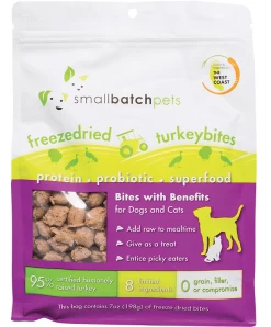 Small Batch Freeze-Dried Turkey Bites For Dogs & Cats, 7-oz (Size: 7-oz)