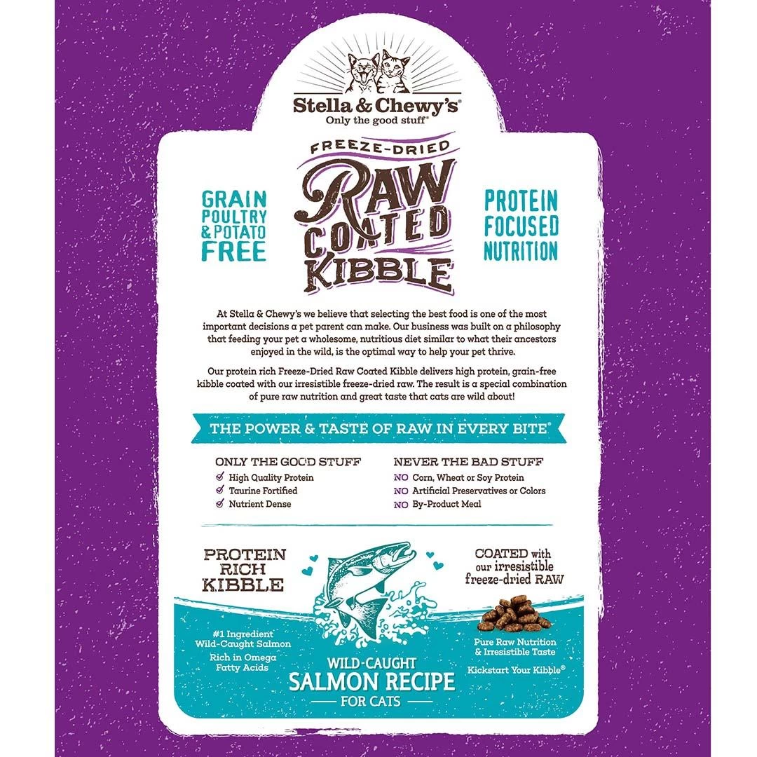 Stella & Chewy's Raw Coated Kibble Wild Caught Salmon Recipe Grain-Free Dry Cat Food - Image 3