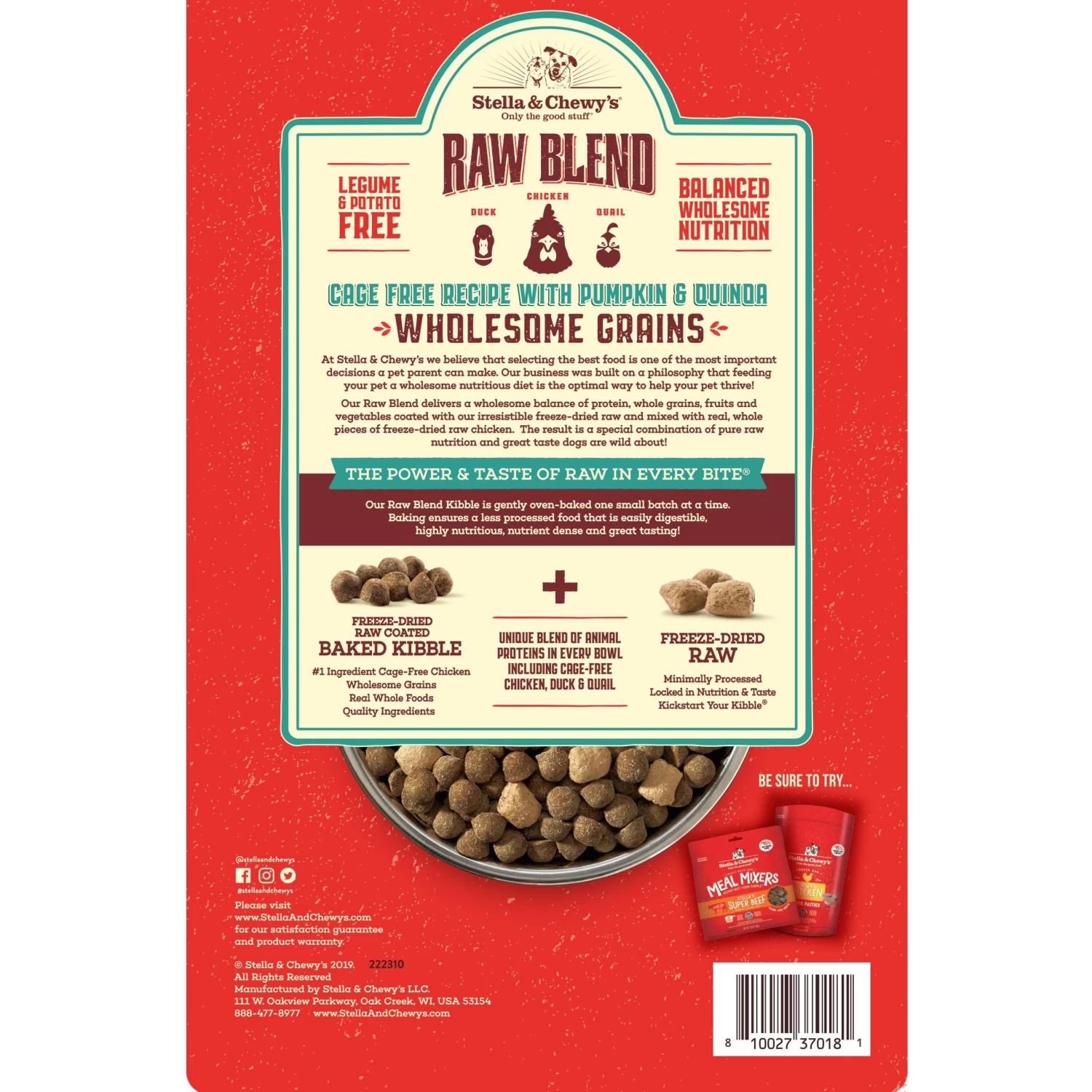 Stella & Chewy's Raw Blend Wholesome Grains Cage-Free Recipe With Pumpkin & Quinoa Dry Dog Food - Image 3